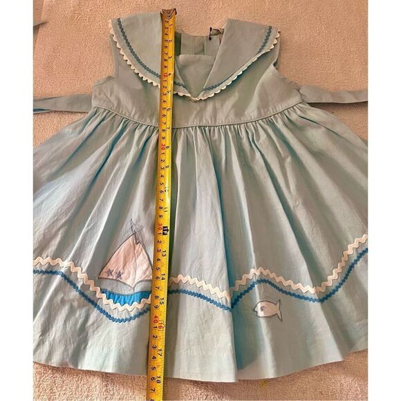 Vintage Nannette Baby Toddler Doll Blue W Sailboat, Fish  & Sea Sun Dress - Picture 6 of 7